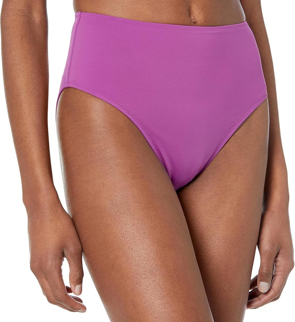 Amazon Essentials Women's High Waist High Leg Bikini Bottom (Medium, Violet)