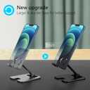 2 x Foldable Cell Phone Stand, Aluminum Adjustable Cell Phone Stand Holder for Desk, Compatible with All Mobile Phones (Black)