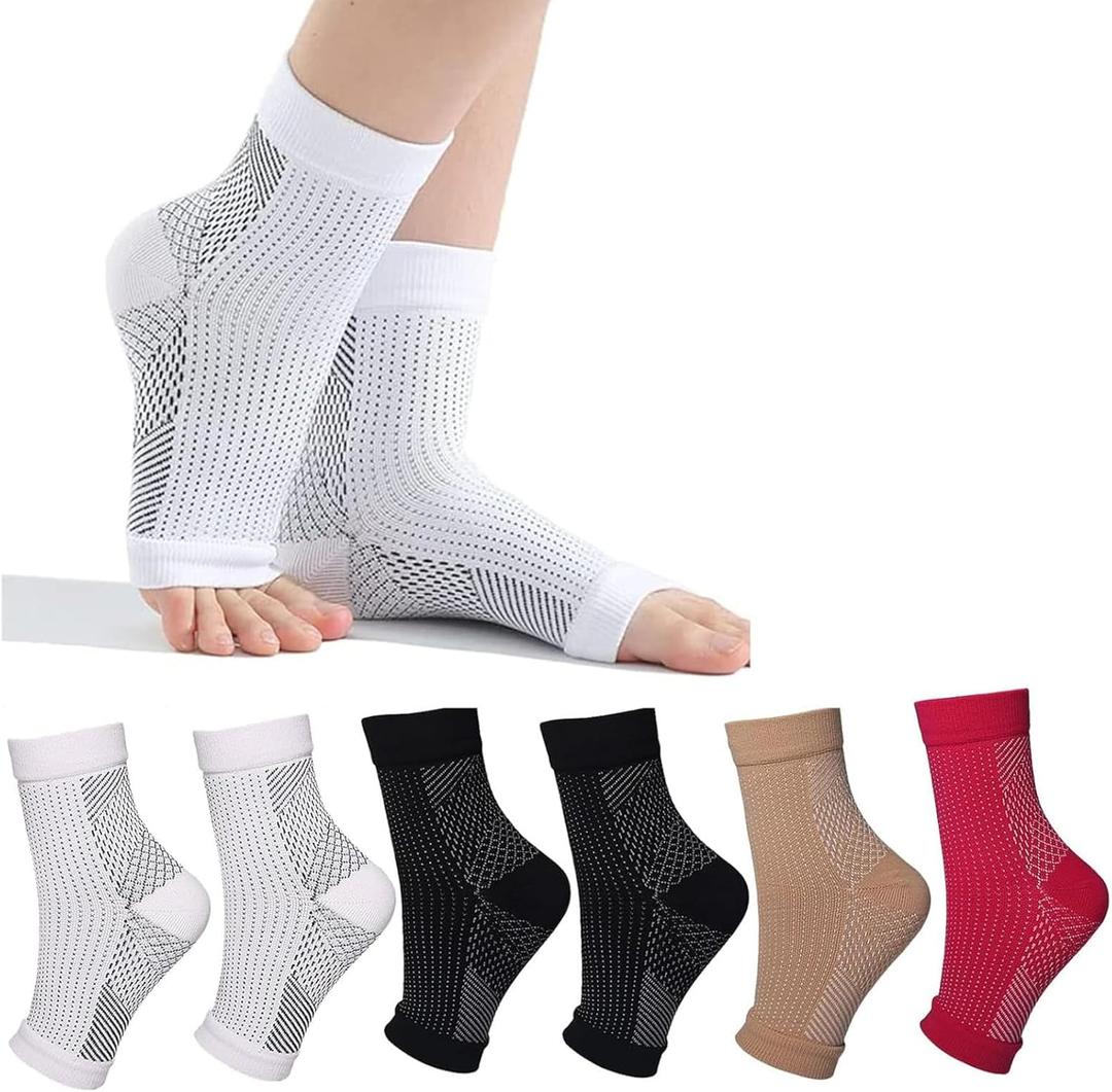 Neuropathy Socks for Women, 6Pairs Soothe Compression Socks for Neuropathy Pain, Ankle Brace Plantar Fasciitis Swelling Relief