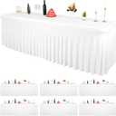 6 Packs White Spandex Table Clothes for 8 Foot Rectangle Tables, Wrinkle Resistant Fitted Tables Cover, Washable Stretch Table Skirts for Weddings Parties Banquet Birthday Festival