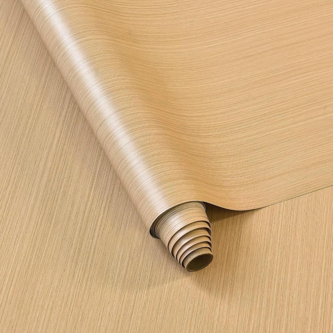Large Size Wood Grain Contact Paper for Cabinets Drawers Light Brown/Yellow Wood Textured Peel and Stick Wallpaper Waterproof Self Adhesive Countertop Covering 31.5"x158" Wood Vinyl Wrap Wall Paper