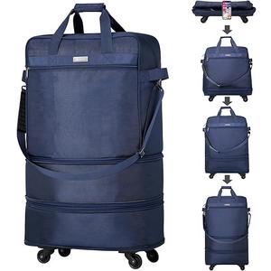 Hanke Suitcases with Wheels Expandable Foldable Luggage Bag Suitcase Collapsible Rolling Travel Bag Duffel Bag for Men Women Lightweight Suitcases without Telescoping Handle, Blue
