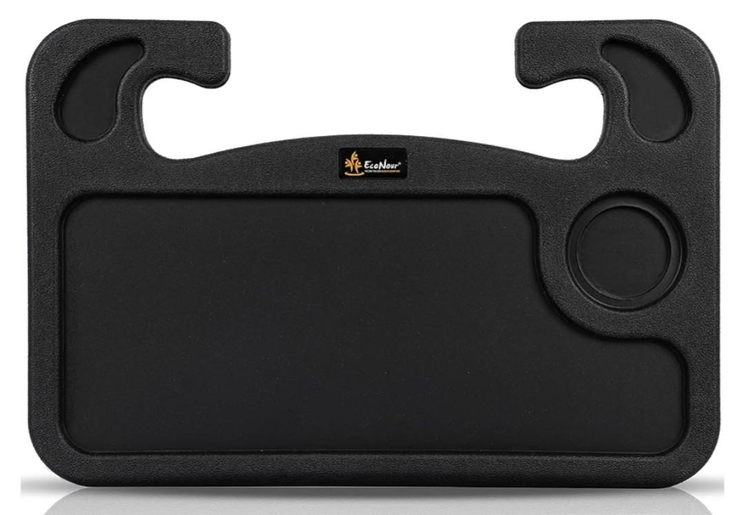 EcoNour 2 in 1 Car Steering Wheel Desk | Tray for Laptop Car Mount with Pen Holder | Desk Console for Car | Food Tray for Eating with Drinks Holder | Multipurpose Travel Car Accessories