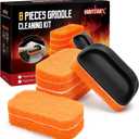 Griddle Cleaning Kit for Blackstone, Heavy-Duty Scraper & Ergonomic Handles | Flat Top Grill Accessories | Non-Scratch Scouring Pads | Easy to Remove Stain