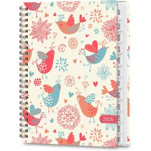2026 Planner, Weekly and Monthly Calendar Planner, Academic Daily Agenda (Jan 2026 - Dec 2026), Hardcover Planning Notebook for Office Accessories and School Supplies, Chirpy Birds