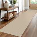EARTHALL Washable Runner Rug 2x10 Ft Non Slip Runners for Hallways Long Cotton Rubber Backed Kitchen Runner Braided Indoor Floor Carpet Runners for Entryway, Hallway, Kitchen, Send/Beige