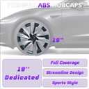 19 Inches Wheel Covers for 2025 2026 Tesla Model Y Juniper, Hub Protection Accessory, Replacement for Tesla Model Y 2025 Rim Protector, ABS Hubcaps 4-Piece, Black and White Color Contrast