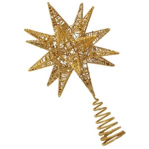 Gold Iron Star Christmas Tree Topper Decorative Ornament for Indoor Holiday Decor Festive Xmas Star Shape Decoration for Home Office Shop and Party Photography Prop