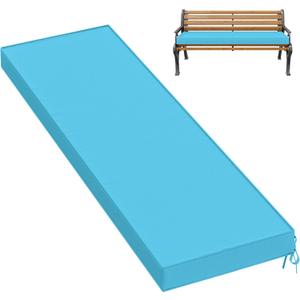 Premium Outdoor Bench Cushions for Patio Furniture 3.5inches Memory Foam Bench Cushion Waterproof Fade Resistant Porch Swing Cushions with Straps 60x18 Inch Lake Blue