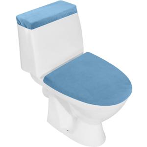 Stretch Velvet Toilet Lid Cover and Toilet Tank Lid Cover, Bathroom Super Soft Toilet Lid Cover Set Luxury Velvet Plush, with Elastic Bottom, Machine Wash, Sky Blue