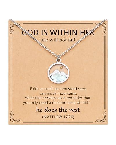 Eryuor Teen Girl Trendy Stuff Mustard Seed Necklace Jewelry Birthday Baptism Confirmation Valentines Easter Gifts for 10 12 14 16 Kids Religious Faith Christian Women