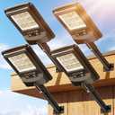 Solar Street Light Outdoor, 11-Inch Solar Powered Street Light with Motion Sensor & Remote Control, Dusk to Dawn IP66 Waterproof Security Light for Wall Mount, Entryway, Driveway, Yard, Garden(4 Pack)
