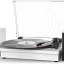 Record Player for Vinyl with Speakers, 3-Speed Vinyl Record Player with Dual Stereo Speakers Support Wireless Connection RCA Output Aux in USB Vintage Design Turntable, R612 (White)