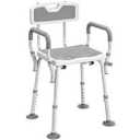 HOMCOM EVA Padded Bath Chair with Arms and Back, Shower Seat with Adjustable Height 713-116V00GY