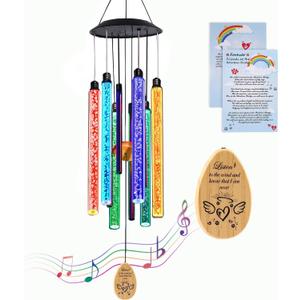 Solar Pet Memorial Wind Chime, Dog Memorial Gifts for Loss of Dog, Rainbow Bridge Pet Memorial Gifts, Loss of Dog Sympathy Gift, in Memory of Dog, 6 LED Tubes Color Changing Rainbow, 33 Inches