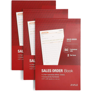 Juvale Pack of 3 Sales Order Book, 50-Set Carbonless Invoice per Book, 2 Part Form