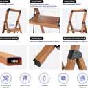 Step Ladder 2-Step Woodgrain Finish Aluminum Folding Step Ladders,Anti-Slip Max 330 lbs
