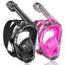 QingSong Full Face Snorkel Mask for Adults & Kids, Snorkeling Gear with Camera Mount, Foldable 180 Degree Panoramic View Snorkeling Set Anti-Fog Anti-Leak L/XL