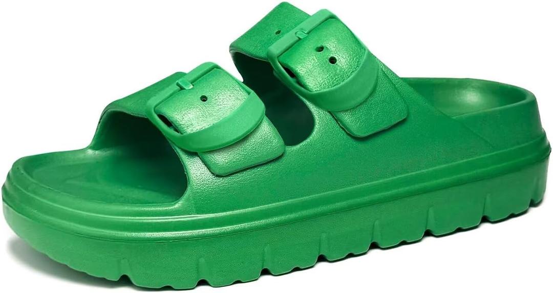 Haifago Womens Platform Sandals with Arch Support, Summer Beach Slides with Adjustable Buckle, Comfort Lightweight Chunky Cushion Slip on Sandal