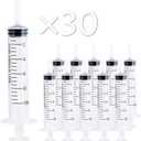 JOLLY PARTY 10ml Plastic Syringes, Small Syringe with Tip Cap, 30 Pack Oral Syringe for Scientific Labs, Feeding Pets, Measurement, Refilling, 10ml Measuring Tools for Liquid, No Needle