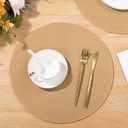SHACOS Round Placemats Set of 8 Washable 15 inch Round Placemat Cotton Polyester Woven Braided Table Place Mats for Dining Table Decor, Camel