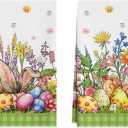 XCHI Bunny Ears Eggs Wildflowers Easter Kitchen Towels Dish Towels 18x26 Inch Home Kitchen Decorations Hand Towels Set of 2 Drying Dishcloth
