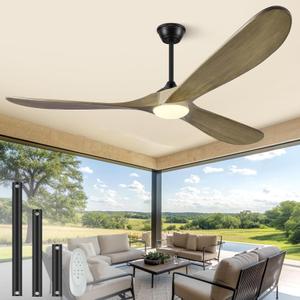 72" Ceiling Fans with Lights and Remote Control, Outdoor Ceiling Fan with Lights High CFM Quiet 3 Blade Wood Walnut Ceiling Fan,Bronze Gray