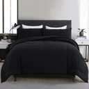 DOWNCOOL Full Size Comforter Sets -All Season Bedding Comforters with 2 Pillow Cases -3 Pieces Bed Set Down Alternative Comforter -Black Bedding Sets (82"x86")