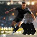 XZQTIVE 3 Pairs Soccer Baseball Softball Socks for Kids Youth Adults – Over the Calf Athletic Sports Football Socks, Size: Small (Black)