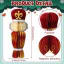 2 Pcs Christmas Nutcracker Honeycomb Centerpieces Nutcracker Paper Soldier/King 3D Honeycomb Table Topper Decoration for Home Xmas Party Supplies Favor