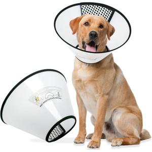 Dog Cone Collar for Surgery Recovery, Adjustable Soft Elizabethan Collar, Anti-Lick Protective Neck E-Collar for Dogs M