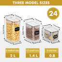 SNSLXH Airtight Food Storage Containers with Lids, 24 pcs Plastic Pantry Organizers and Storage Canisters for Cereal, Dry Food, Flour and Sugar, BPA Free, Includes 24 Labels