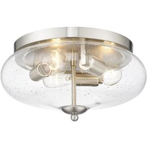 Darkaway Large Ceiling Light Fixtures 3-Ight Flush Mount Indoor Outdoor Ceiling Light with Seeded Glass Shade for Hallway Kitchen Bedroom Porch Living Room Dining Room Nickel Finish