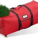 Mrrihand Christmas Tree Storage Bag, Large Artificial Anti-Tear Heavy-Duty 600D Oxford Cloth Xmax Christmas Tree Storage Box with Rolling Wheels, Christmas Tree Storage Container (Army Green&Red, 9Ft)