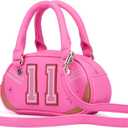 Paris Hilton Mini Varsity Bowler Satchel Hand Bag Purse with Removable Strap Vegan Leather