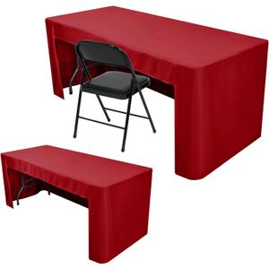 Nasitos 2 Pack Red Fitted Tablecloth Rectangular for 6 Foot Tables Trade Show-Open Back Tablecloth Washable and Wrinkle Resistant Fabric Table Cloth for Weddings, Parties, Buffet, Trade Fairs
