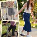 3 Pack Girls Capri Pants with Pocket, Summer Wide Leg Pants, Back to School Clothes for Kids Teen 5-14 Y