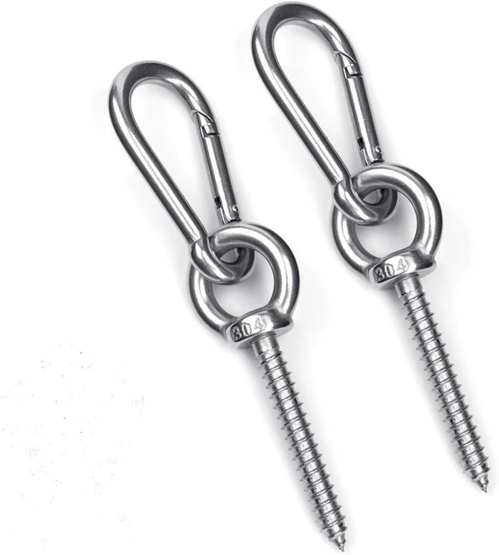 Hammock Hanging Kit, Load Capacity 1400 LBS, Stainless Steel Hooks Heavy Duty Carabiner Set for Hammock Yoga Swing Chair Hook for Indoor, Outdoor, Wall, Trees, Porch