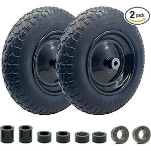 2-Pack of 4.80/4.00-8 Pneumatic Tire and Wheel,2PR (Air Filled)- 5/8"or 3/4" Powdered Metal bushings and 3"or 6"Center Hub,for Wheelbarrow,Garden and Utility Cart,Trolley,Wagon and More (MYTT4008-2)