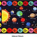 Kids Rug Outer Space Carpet for Playroom, ABC Educational Learning Area Rug, Non-Slip Solar System Road Play Play Rug for Kids Bedrooms, Classroom, Room Decor (Black, 78.7X59 INCH)