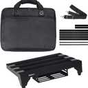 Aluminum Alloy Guitar Pedal Board 13.8" x 11" Pedalboard with Power Supply Bracket, Includes Carry Bag & Mounting Tapes (Black, GKA-14BK)