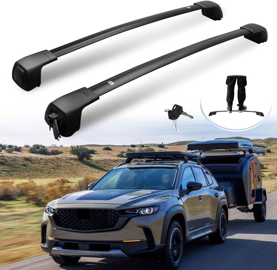 Lockable Roof Racks for Mazda CX50 Including Hybrid, Hidden Anti-Theft Cross Bars | Fits Multiple Kayaks, or a Mix of Kayaks and Bikes | 2023-2026