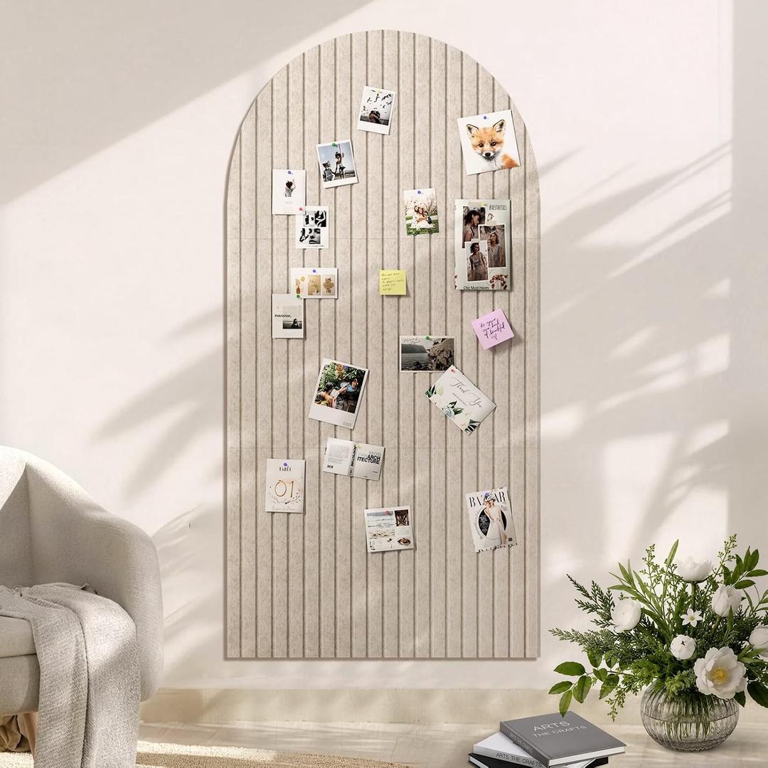 Large Arched Felt Bulletin Board, 48"x24", Oatmeal