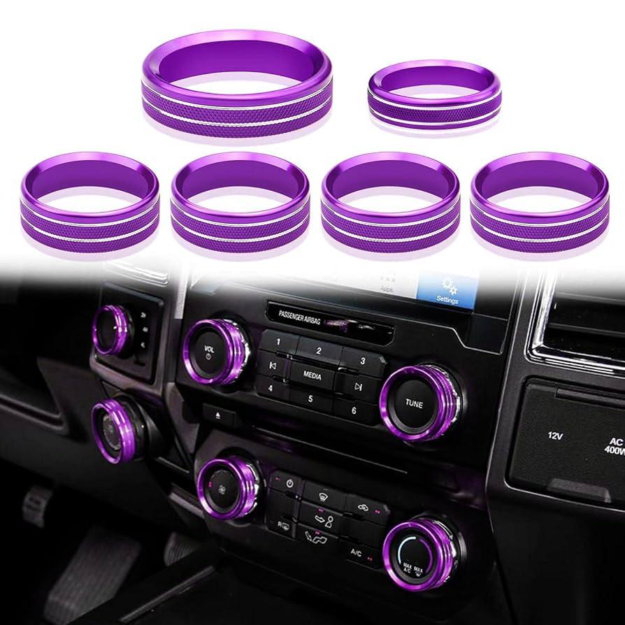 Knob Cover for F150 AC Climate Control Switch/Trailer/4WD/VOL/Tune Button Interior Center Console Trim Accessories Compatible with Ford F150 XLT 2016 2017 2018 2019 (Purple 6 Pcs)
