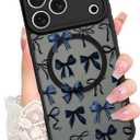 Bonoma Mganetic for iPhone 17 Pro Case [Compatible with MagSafe] Cute Ribbon Bow Pattern for Women Girls Soft TPU Bumper Translucent Matte Slim Shockproof Phone Case-Black