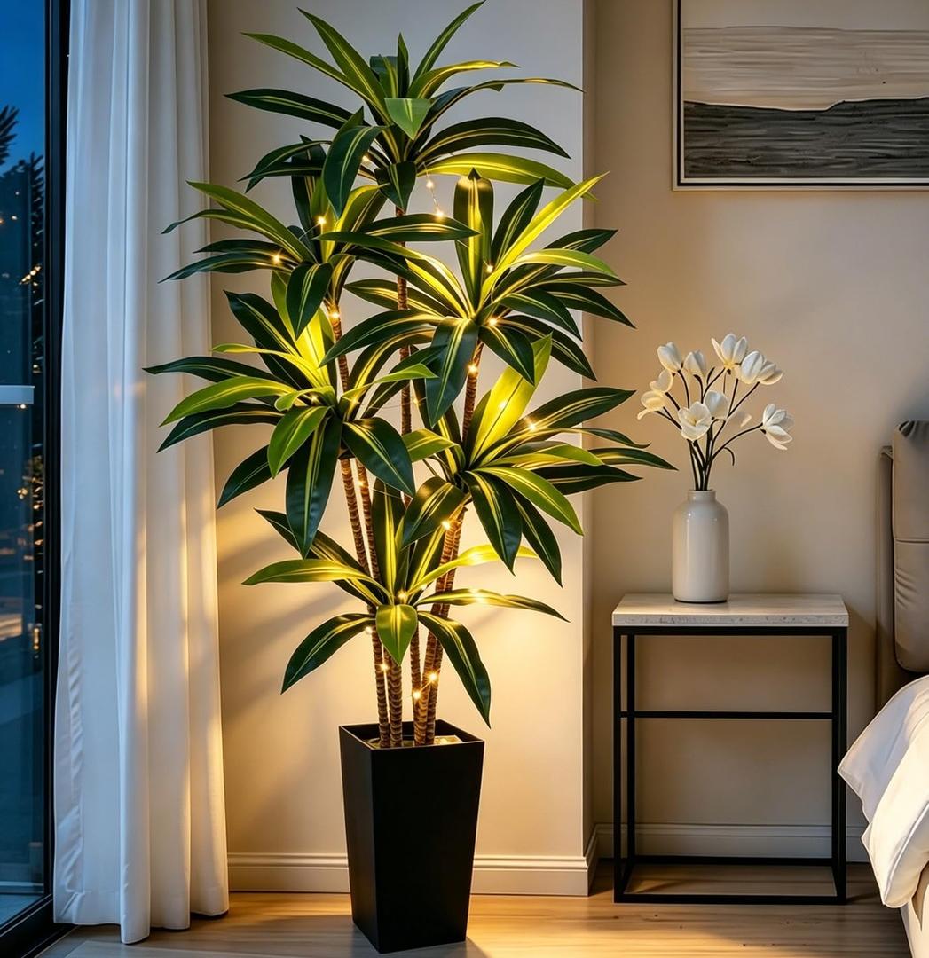 6FT Dracaena Artificial Plant Tall Artificial Plants Indoor Lighted