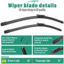26" 16" 11" Windshield Wiper Blades Replacement for Lincoln MKC 2015 2016 2017 2018 2019 Premium All Weather Front Rear Wipers Set - OEM Quality (Pack of 3)