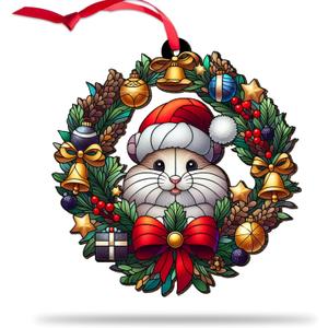 5 x Hamster Christmas Ornaments, Hamster Gifts for Men Women, Hamster Custom Shape Wooden Ornament, Cute Animal Gift for Hamster Lovers on Birthday Xmas Holiday, Hamster Ornaments for Tree Decor