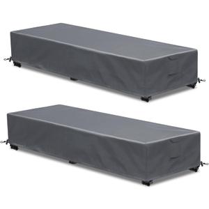 Waterproof Patio Lounge Chair Cover 2 Pack Outdoor Chaise Lounge Covers 600D Weather Resistant Material, UV Protection, Windproof Design Outside Furniture Covers 80" x 28" x 14" H,Grey