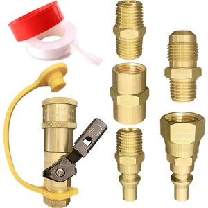 7pcs Propane Quick Connect Fittings Adapter for Propane Hose Propane Quick Connect for RV to Grill or Cooking RV Propane Quick Connect Fittings with 3/8" Flare x 1/4" NPT Male Pipe